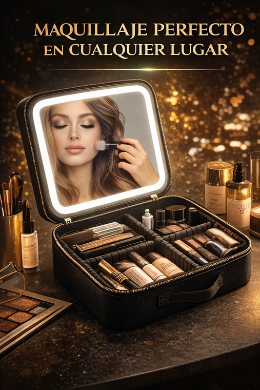 NeceserPro™️ – Organizador de Maquillaje con Espejo para Mantener Todo Perfecto y Siempre a Mano ✅