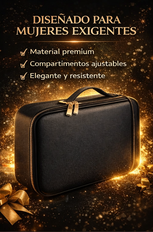 NeceserPro™️ – Organizador de Maquillaje con Espejo para Mantener Todo Perfecto y Siempre a Mano ✅