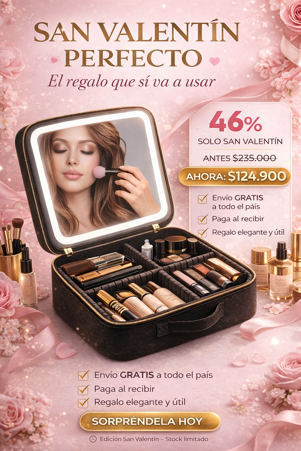 NeceserPro™️ – Organizador de Maquillaje con Espejo para Mantener Todo Perfecto y Siempre a Mano ✅