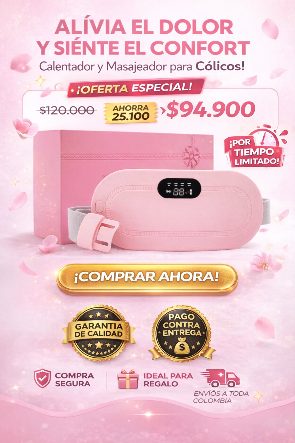 CalentadorColicos™️ – Dolor de Cólico Bajo Control con Calor y Masaje Terapéutico ✅