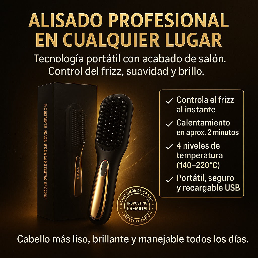 Cepillo Alisador Portatil - Retoca, alisa y controla el frizz en minutos